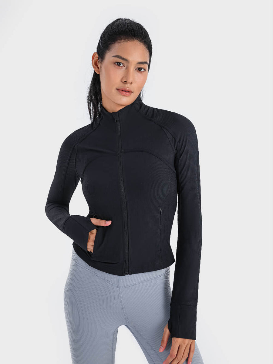 AO　レディース　BLK M XSIDE Textured Crop Aerobin Women's Shirt - S64461Z8-CVL - LC Waikiki