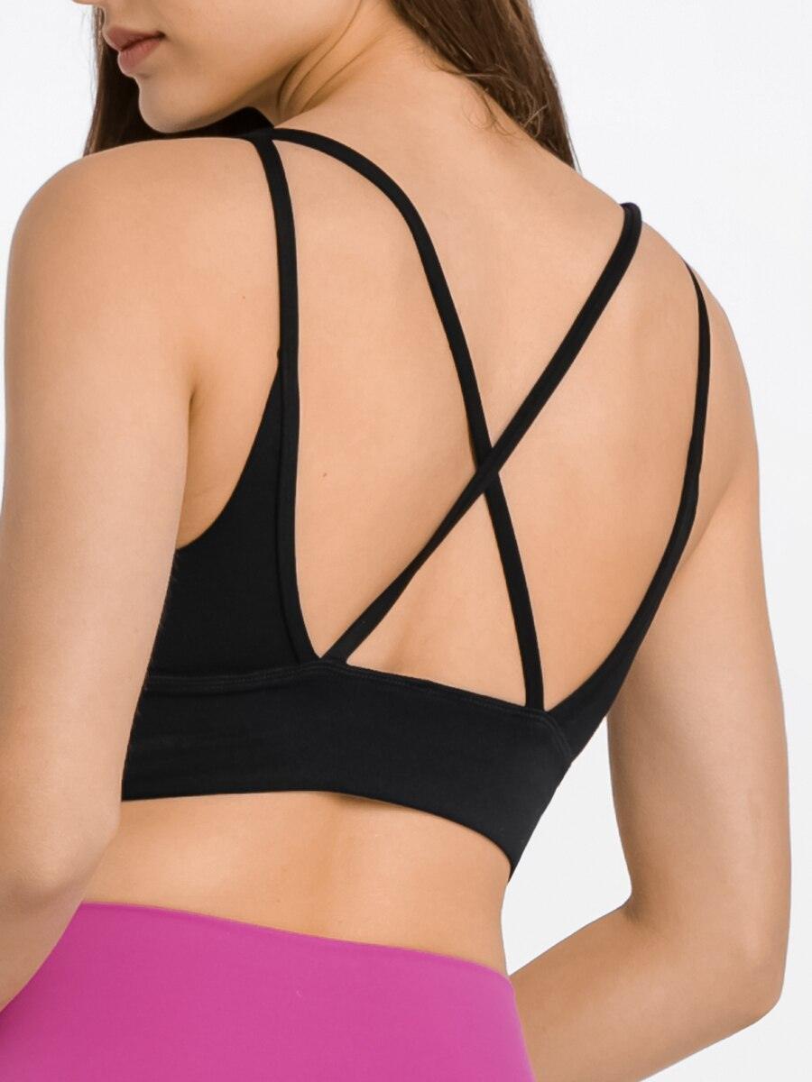 Nepoagym GOODWILL Women Vneckline Strappy Sports Bras Cross Back