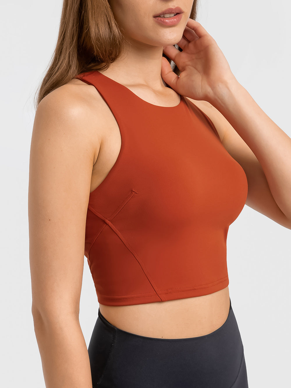 thumbnail image 2 of 3-Piece Crop Tops With Built-in Bras - Women's Workout Tank Tops & Sports Bra Set 2 of 13