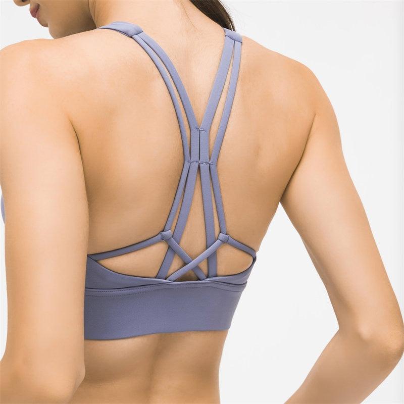 Nepoagym FLY-ON Criss Cross Back Padded Strappy Sports Bras High Neck Women  Push Up Bra Top Long Crop Yoga Bra Workout Fitness – Nepoagym Official Store