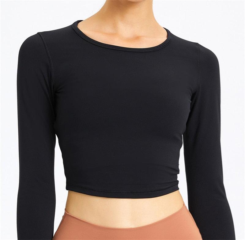 Nepoagym MOVEMENT Long Sleeve Crop Woman Top Shirts Brushed Women