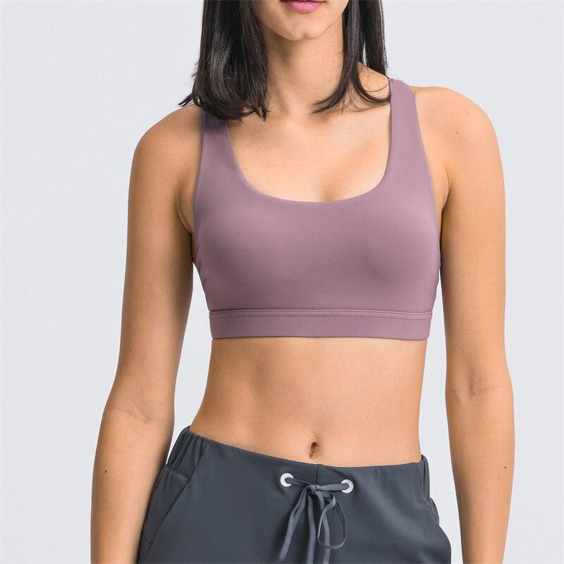 Nepoagym Women Strappy Sports Bra Medium Support Padded Workout