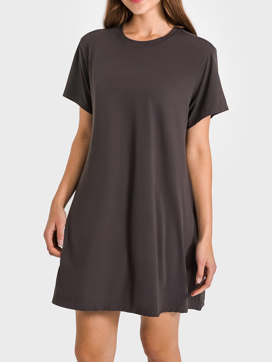 Nepoagym DRIVE Women Soft Relaxed Fit Dress Yoga Lightweight Naked Feel Dress Basic Sports Swing Dress Middle Grey / L Nepoagym DRIVE Women Soft Relaxed Fit Dress Yoga Lightweight Naked Feel Dress Basic Sports Swing Dress Middle Grey / L