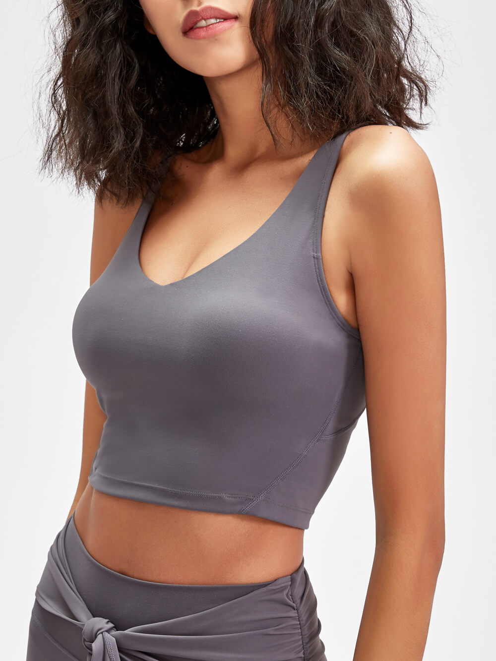Nepoagym PASSION New Color Women Long Crop Tank Top with Built in Bra V  Neck strapless bra push up Brushed Sports Bra Running – Nepoagym Official  Store